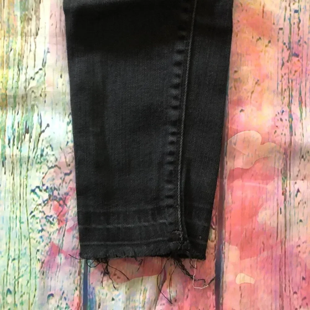 Hudson Jeans Barbara Womens 25 Black Raw Hem High Waist Skinny Casual Goth - Picture 9 of 14